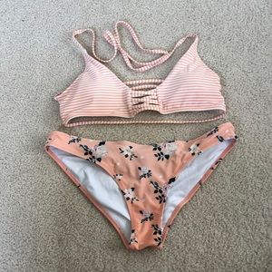 Orange and White CupShe Bikini. Size Medium